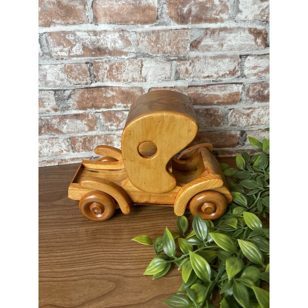 Vintage Handmade Wood Toy Car Folk Art Classic Coupe Nursery Decor Boys Room